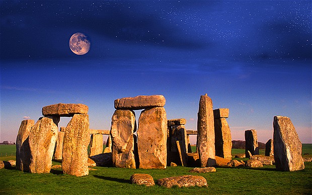 moonrise stars Stonehenge Wiltshire England UK
